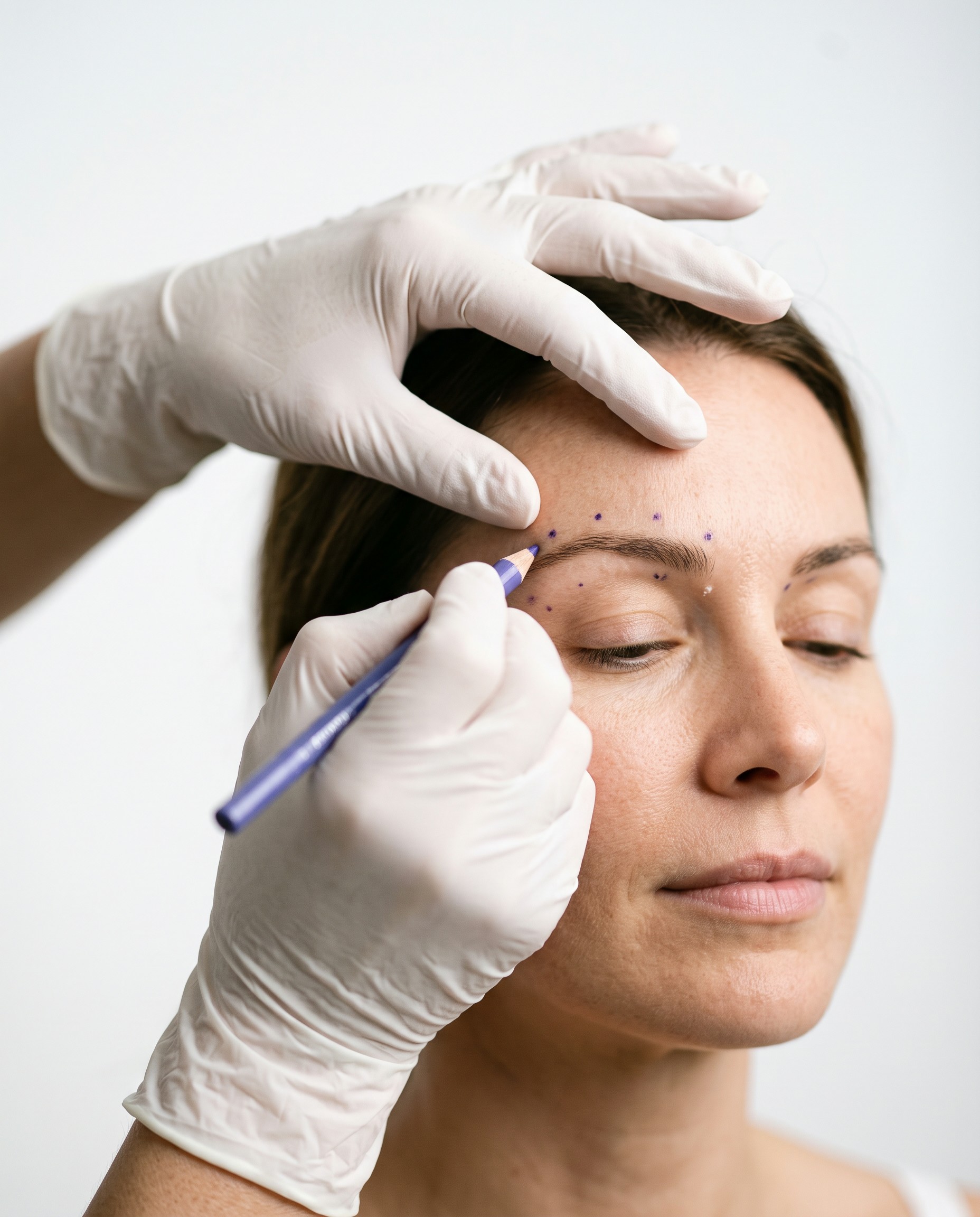 Mapeo de puntos de aplicación de botox
